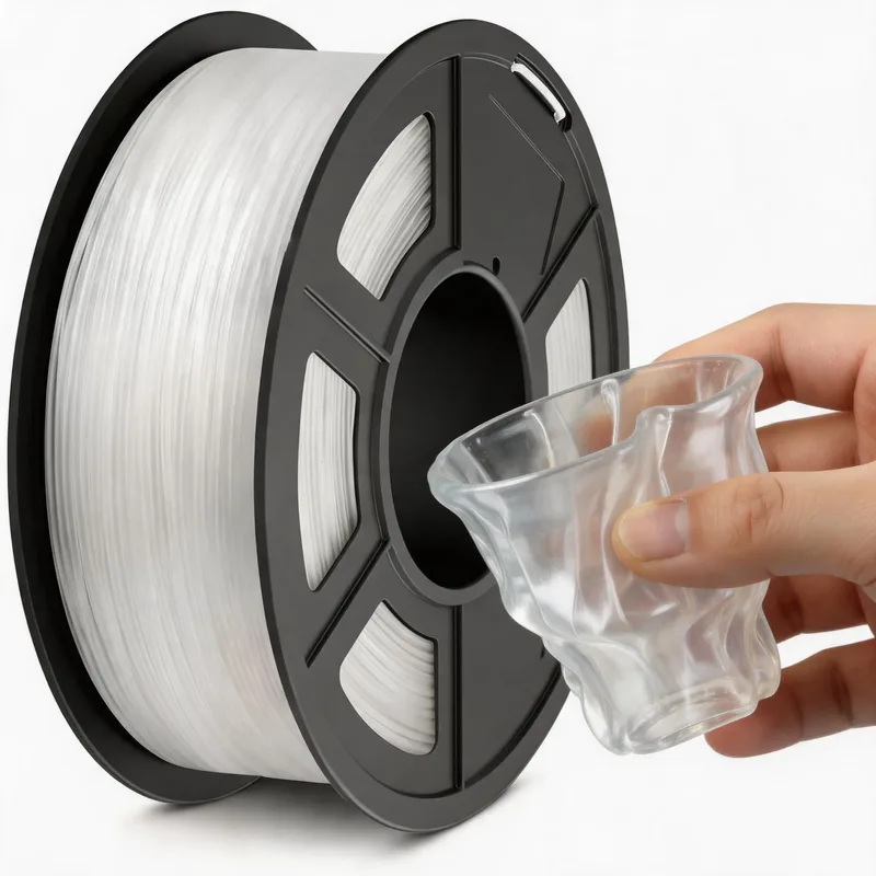 Filajoy3D TPU 95A Filamento Professionale per Stampa 3D, Diametro 1.75mm, Alta Elasticità, Trasparente, 250g per Stampe 3D Durevoli