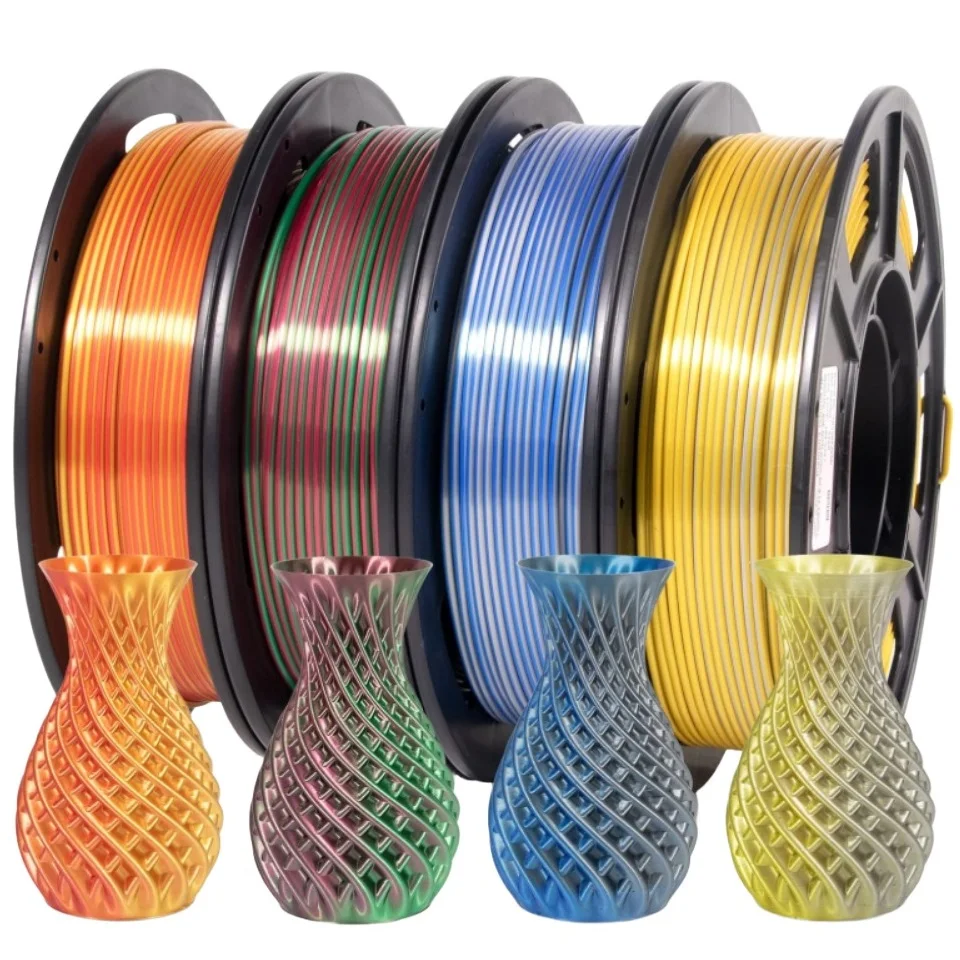 200G Doppio Colore Filamento PLA Seta 1.75mm Materiali Della Stampante 3D Plastica Lucido Filamento PLA Multicolor Verde Blu Rosso Nero Nuovo