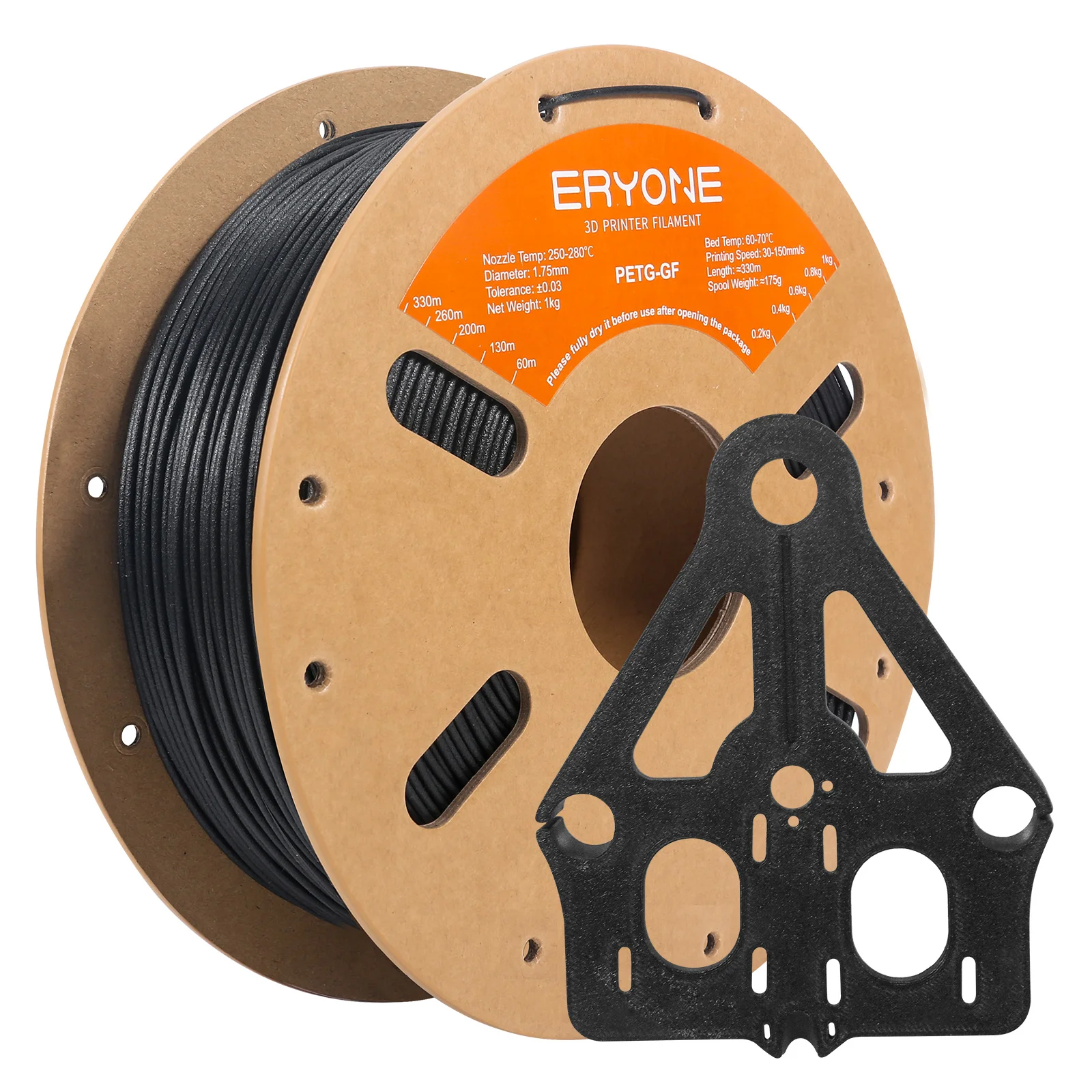 ERYONE Filamento in fibra di vetro PETG da 1/5 kg 1,75 mm +/- 0,03 mm, filamento per stampa 3D PETG GF, 1 kg (2,2 LBS)/bobina