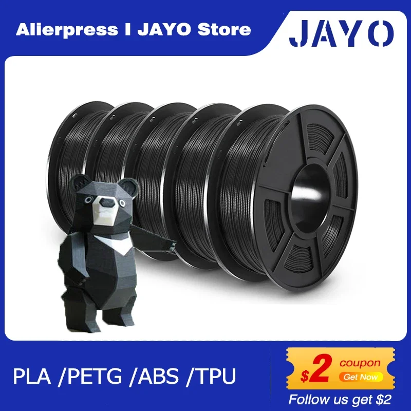 JAYO PLA PLA PLUS ABS PETG SETA Filamento 1.75MM 5 Rotoli/Set Ricariche Non tossico Fastship Stampante 3D Regalo FAI DA TE