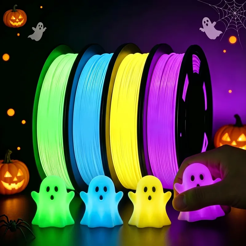 Filamento per Stampante 3D TPU Luminescente, TPU 95A, Blu, Verde, Giallo, Viola 250g/250 * Confezione da 4, Filamento per Stampante 3D da 1,75mm.