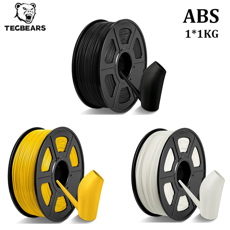 Filamento per stampante 3D TECBEARS ABS 1KG/Rotolo, stampa 3D ABS 1,75mm ±0,02mm, senza bolle, elevata resistenza, compatibile con la maggior parte delle stampanti 3D FDM