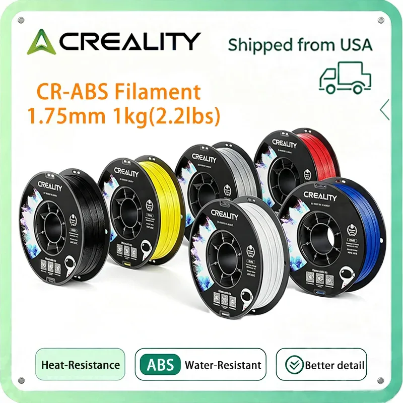 Filamenti per stampanti 3D Creality ABS da 1,75 mm, grigio/nero/bianco, 1 kg, resistenti, precisione dimensionale ±0,03 mm, durevoli, buona resistenza al calore, meno odori, per tutte le stampanti 3D FDM