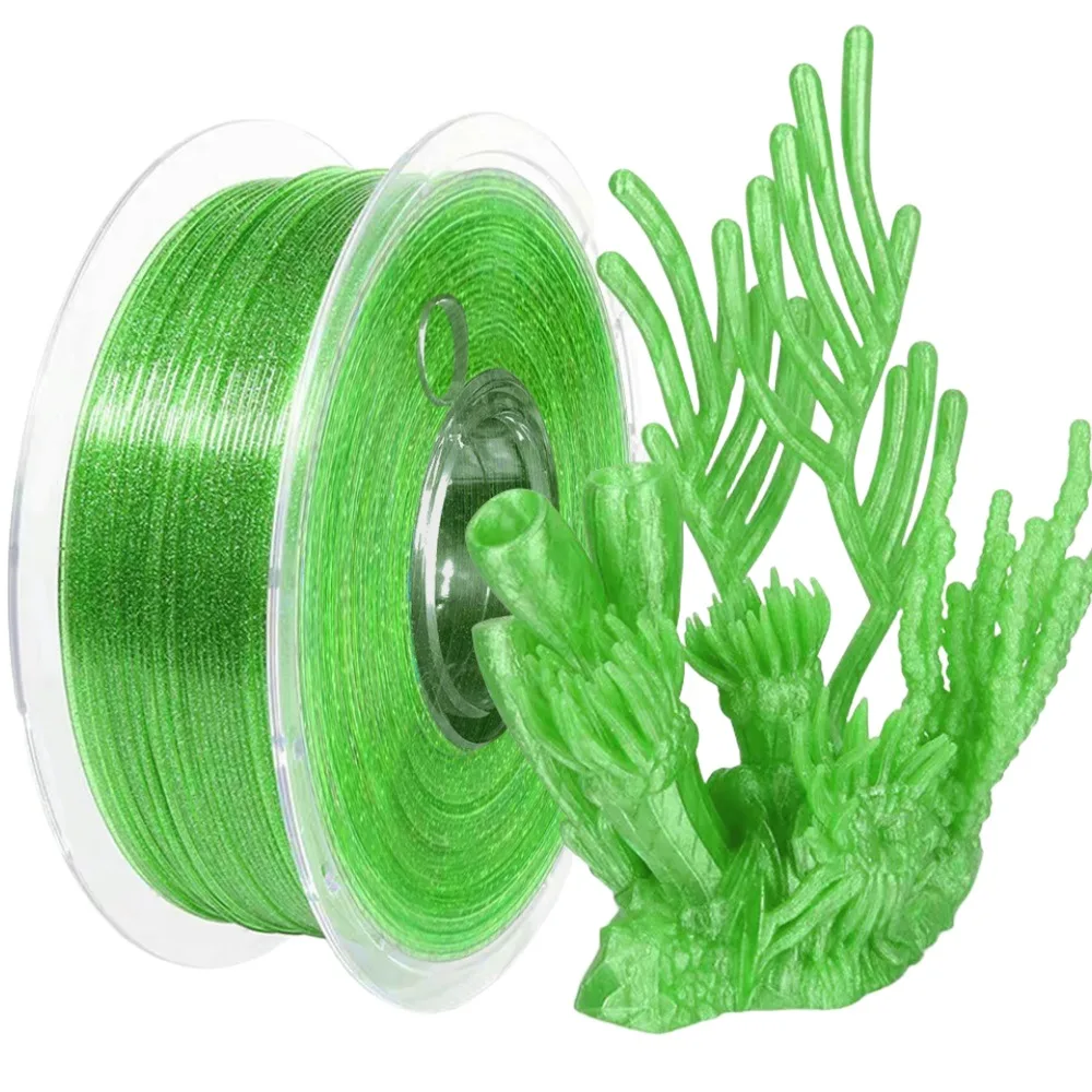 Filamento PETG Glitterato 1.75mm 1kg/500g/250g per Stampante 3D, Filamento PETG Scintillante ad Alta Resistenza Nero Blu Verde Rosso