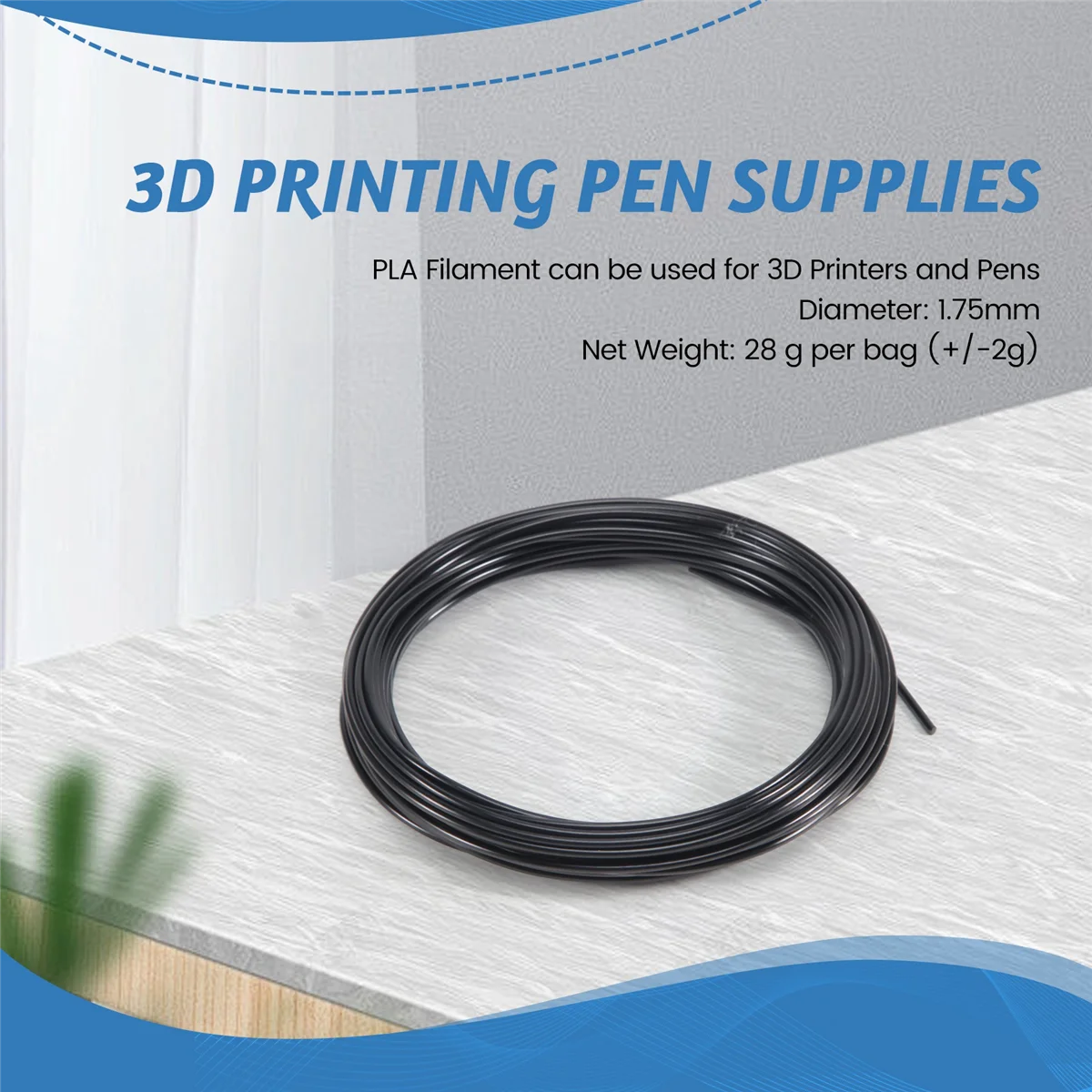 L71A3D Filamento per penna stampante 1,75 mm PLA 10 m (PLA nero)