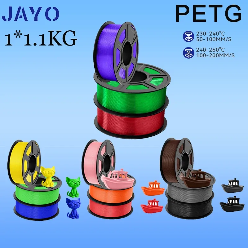 JAYO petg Filamento 3D PETG 1,75 mm 1 kg Robustezza ordinamente ferita senza bolle Filamento stampante 3D per FDM Muticolor