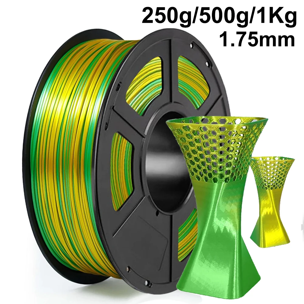 Filamento PLA per stampante 3D verde oro seta bicolore 200g 500g 1Kg 1,75mm Glod verde seta bicolore per materiale di stampa 3D