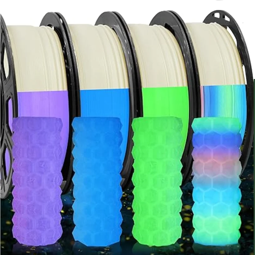 Filamento che si illumina al buio PLA 1,75 mm 1 kg 250 g Filamento luminoso PLA Rosso Verde Stampante 3D Materiale plastico trasparente per stampante FDM
