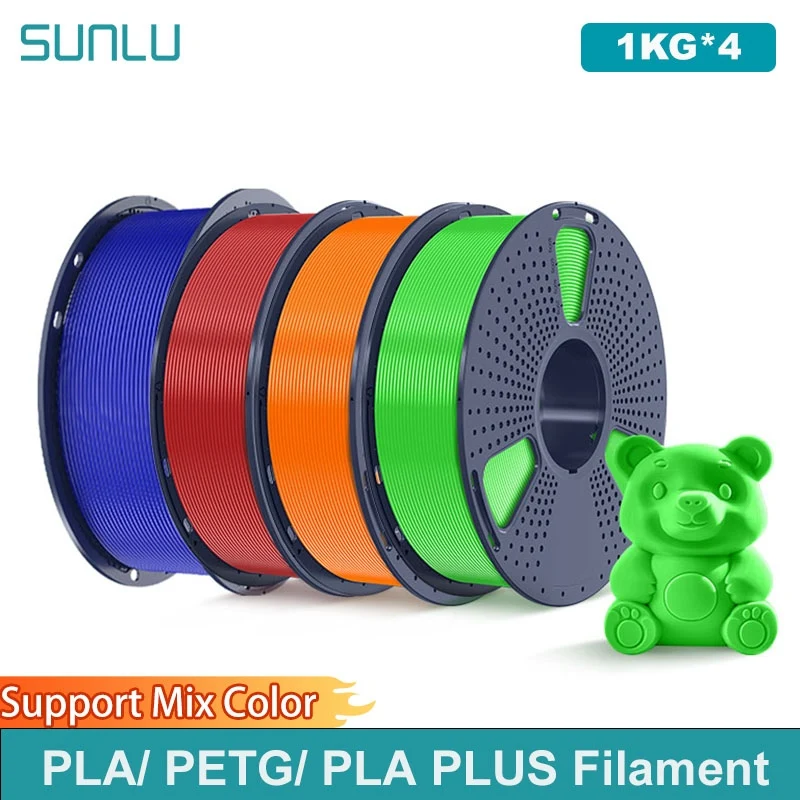 SUNLU 4KG 3D PLA/PETG/PLA PLUS/Filamento trasparente 1.75mm 5Roll 1KG Stampante 3D Filamento 3D ordinato avvolto per stampante 3D e penna 3D