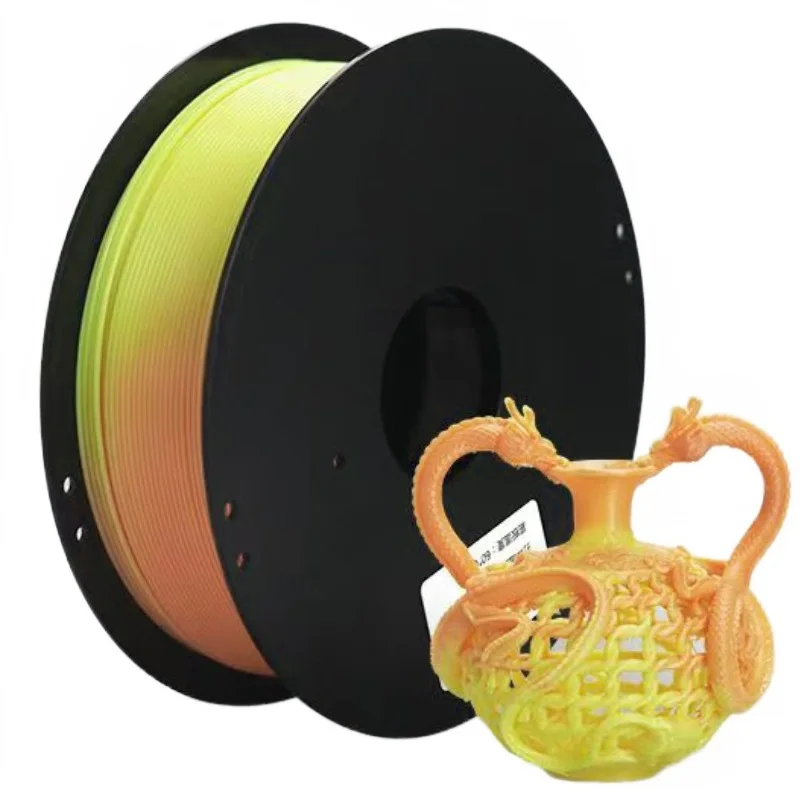 Cambio colore del filamento della stampante 3D con temperatura PLA 1,75 mm 1 kg 250 g Materiale di stampa 3D Filamento PLA Verde Nero Rosso Arancione