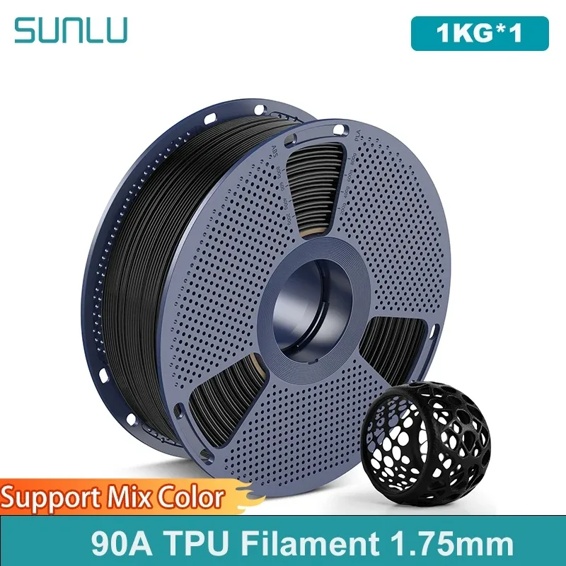 SUNLU Filamento per stampante 3D TPU da 1 kg 1,75 mm, filamento TPU 90A ad alta velocità, filamento 3D flessibile da 1 kg, adatto per la maggior parte delle stampazioni 3D FDM