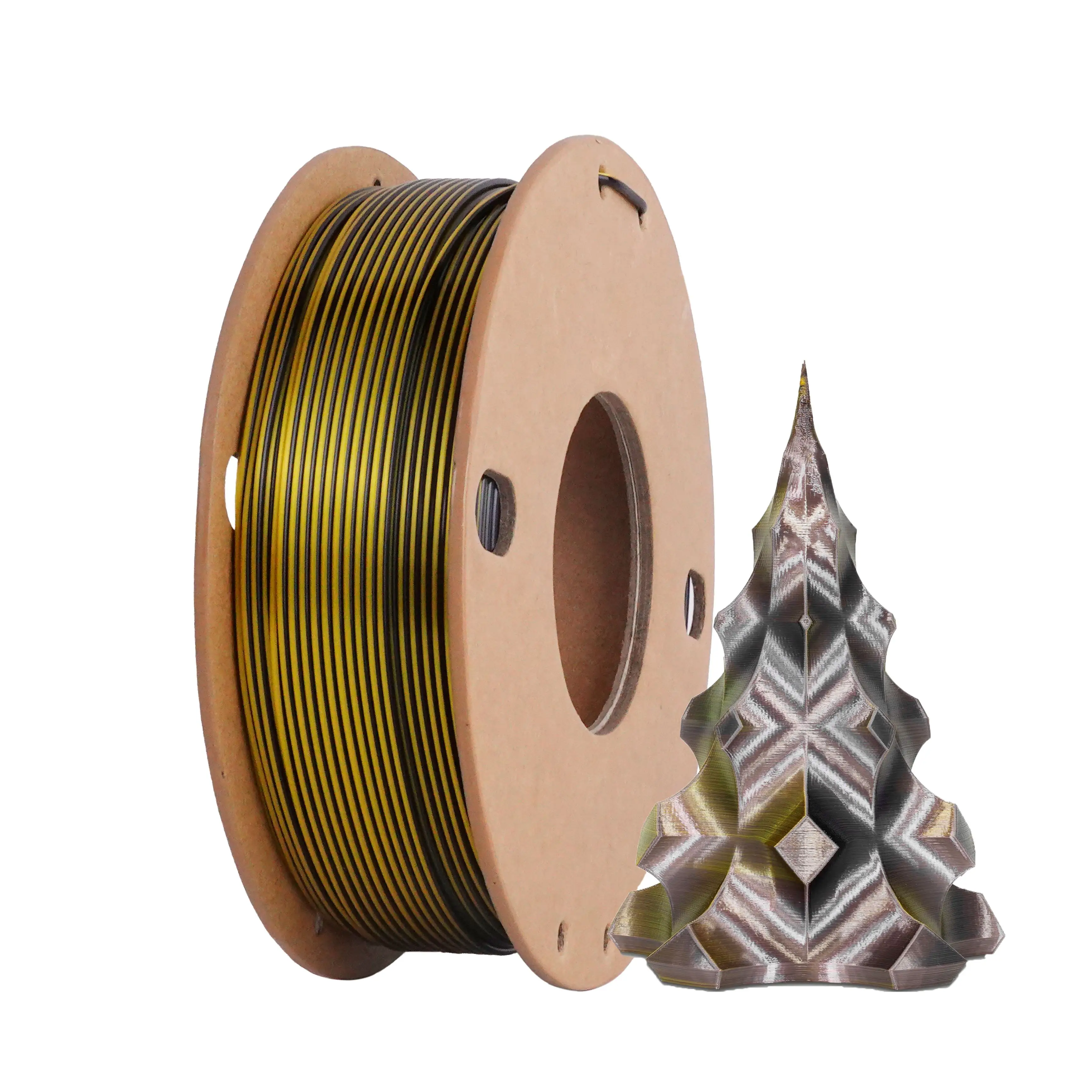 Filamento PLA Nero Oro Seta 0,25KG, 1,75mm Bicolore Nero Oro, Compatibile con Filamento di Ricambio Bambu Lab Riutilizzabile