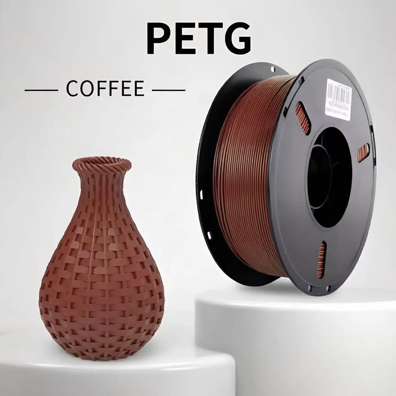 Filamento PETG da 1 kg, 1,75 mm, marrone caffè, materiale per stampanti 3D ad alta resistenza, plastica resistente per esterni per stampanti 3D