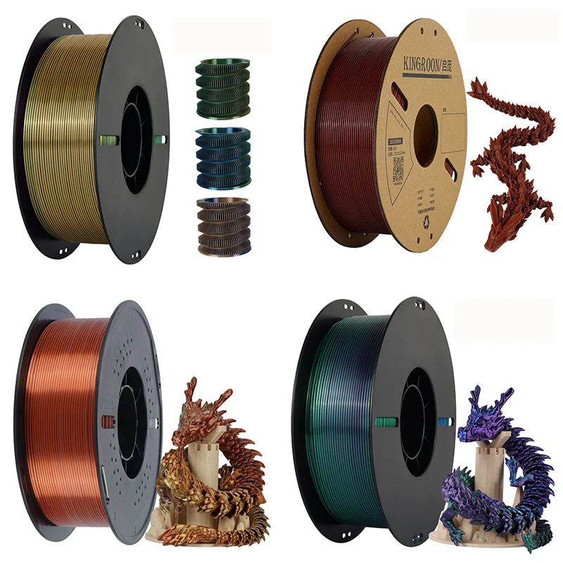 Filamento PLA Seta per Stampante 3D 1kg 1.75mm, Materiale Seta Multicolore, Consumabili per Stampante FDM ﻿