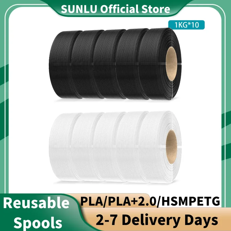 SUNLU Filamento per stampante 3D PETG/PLA/PLA+2.0 10KG opaco ad alta velocità 1,75mm 1KG, bobine riutilizzabili compatibili con stampante Bambu Lab A1