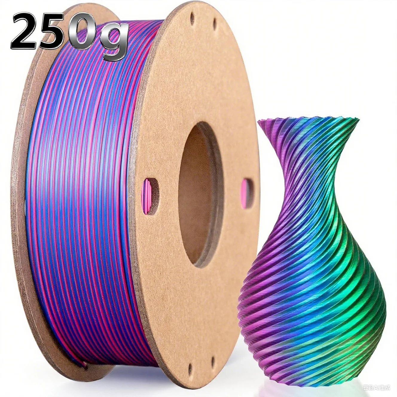 Filamento per stampante 3D PLA di seta 250g 3 colori in1 1,75 mm Filamento per stampa 3D PLA di seta adatto alla maggior parte delle stampanti FDM Rosa Rosso Blu scuro Verde