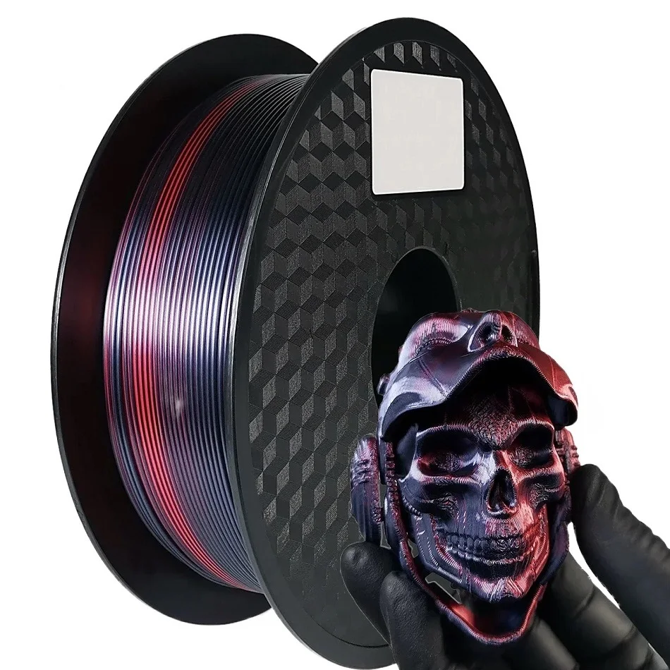 Filamento per stampante 3D PLA Filamento di seta bicolore PLA 1.75mm 250G 1KG Materiale plastico 3D Filamento bicolore PLA Nero Rosso