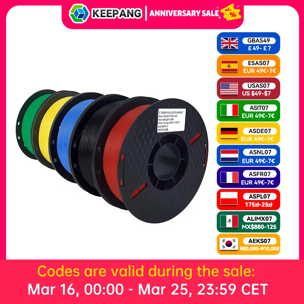 Filamento PLA di colori misti da 5 kg 1 kg 1 75 mm per stampante 3D Materiale PLA per stampa 3D filamento pla Filamento stampante 3D