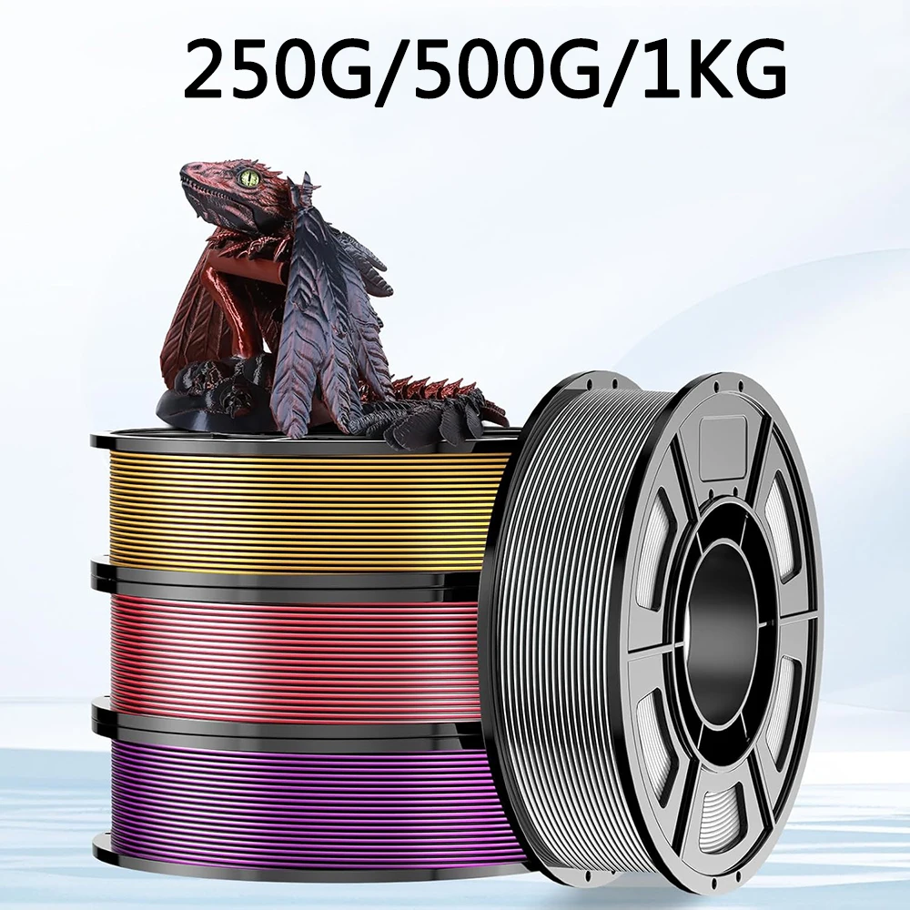Filamento PLA Bicolore 250g 500g 1kg 1.75mm per Stampante 3D, Effetto Seta Nero Rosso Argento Nero Oro Nero Viola 1.75mm