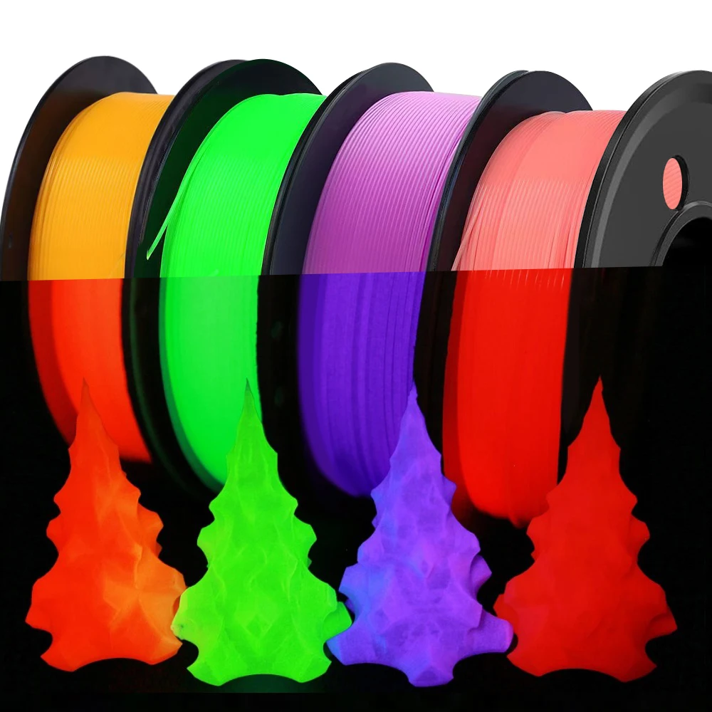 Filamento per stampante 3D Glow In The Dark PLA 1,75 mm 250 g 500 g 1 kg Filamento arcobaleno Cambia colore Materiale 3D PLA Rosso Verde Blu Nuovo