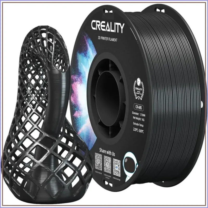 Filamento ABS 1.75mm, Resistente agli Urti, Inodore, Bobina da 1kg per Stampanti 3D (Nero)