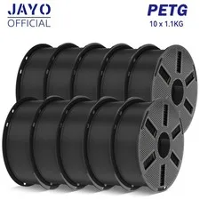 JAYO 10 x 1,1KG  Nero PETG 1,75mm Filamento per stampante 3D Elevata tenacità