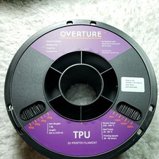 OVERTURE Filamento TPU 1,75mm con Superficie di Costruzione 3D 200x200mm NERO Scatola Aperta