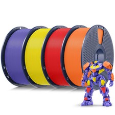 SUNLU PLA 3D Printer Filamento, 4KG Yellow+Sunny Orange+Red+ Lavender Viola
