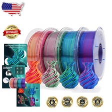Shiny Silk PLA Filament 4 Spools 1.75mm Dual Color Bundle 4KG
