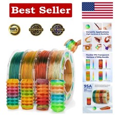 Pacchetto filamento stampante 3D TPU multicolore trasparente - 1,75 mm, 200 g x 4 bobine