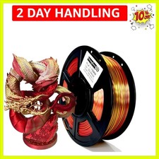 Filamento stampante 3D PLA 1,75 mm, fuoco dorato, oro seta e rosso galassia, co estru...
