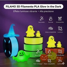 FILAMENTO PLA FOSFORESCENTE 1KG 1,75MM COLOR GLOW,BLU,VERD  STAMPA 3D, FILAMO 3D