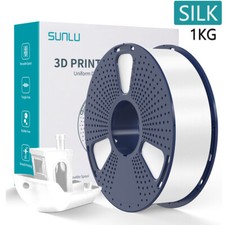 Filamento stampante 3D Sunlu bianco PLA+SILK SETA 1,75 mm 1 kg +/-0,02 mm senza bolle