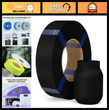 Filamento PLA Nero 1,75mm 1KG - Materiale Stampante 3D Alta Precisione, Senza Bobina, Re