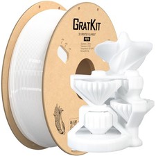 GratKit Filamento PETG per Stampante 3D 1 kg, 1,75 mm, -0,03 mm, Bianco