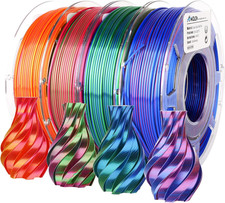 Pacchetto filamento stampante 3D Silk PLA, 1,75 mm, cambio colore multicolore, 4 bobine 200 G E