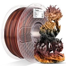 AMOLEN PLA 3D Printer Filament, 1KG, Silk Gradient Black Red Gold 