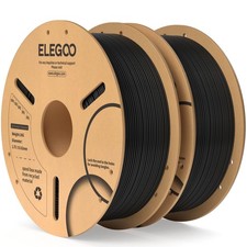 ELEGOO PLA Filamento 1,75 mm Nero 2 kg, Precisione dimensionale 2 kg, 2 * 1 kg 