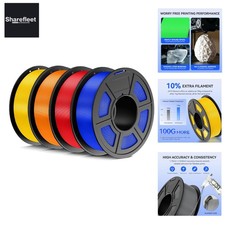 Filamento PLA 1,75 mm 4,4 kg, pacchetto di filamento per stampante 3D Pla, 1,1 kg per bobina,...