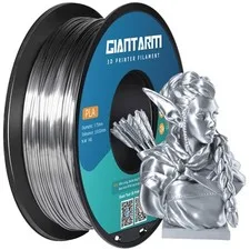 GIANTARM Filamento PLA 1.75mm Silk Argento, Stampante 3D PLA Filamento 1kg Spool