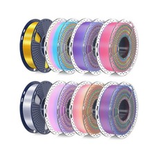 SUNLU Pacchetto Filamento Stampante 3D, PLA Seta Filamento Arcobaleno Multicolore, Veloce