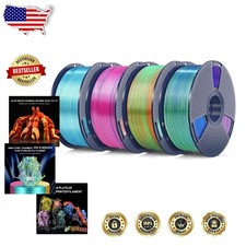 Silk PLA+ 3D Filament 1.75mm 4 Spools Triple Color High Accuracy +/-0.02mm