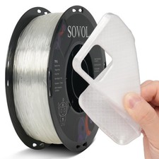 Sovol Filamento TPU 1,75mm, 95A Stampante 3D Morbida Flessibile 1 KG, Trasparente 