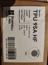 BAMBU LAB TPU 95A HF 1KG Grigio FILAMENTO STAMPA 3D PER BOBINA RIUTILIZZABILE BAMBU