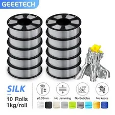 10x Geeetech Silk PLA filamento argento 1,75 mm 1 kg seta PLA filamento stampante 3D