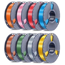 Filamento stampante 3D 250 g seta PLA+ 1,75 mm confezione 8 rotoli SUNLU lucido liscio