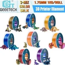 GEEETECH Filamento Per Stampante 3D Da 1 Kg In Seta Lucida PLA 3 Colori Sfumati