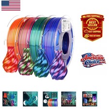 Set Filamenti PLA Seta Multicolore - Confezione Doppio Colore 1,75mm per Stampa 3D Divertente