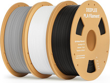 PLA Filamento 1.75 Mm - Kit Da 3 Bobine (Nero, Bianco, Grigio), Totale 3 KG, Pre