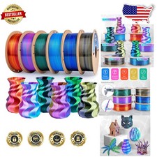 Pacchetto filamento PLA seta professionale 1,75 mm - 6 kg 6 colori, ampia compatibilità, basso odore